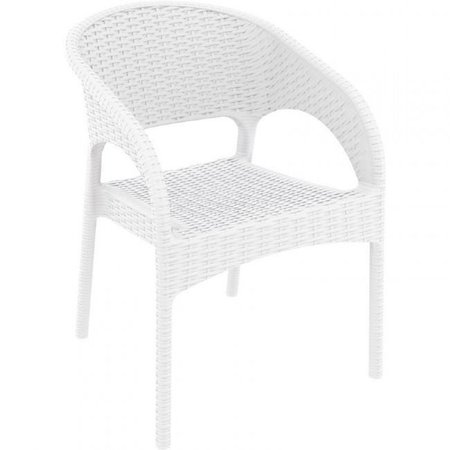 FINE-LINE Panama Resin Wickerlook Dining Arm Chair  White - Set of 2 FI213992